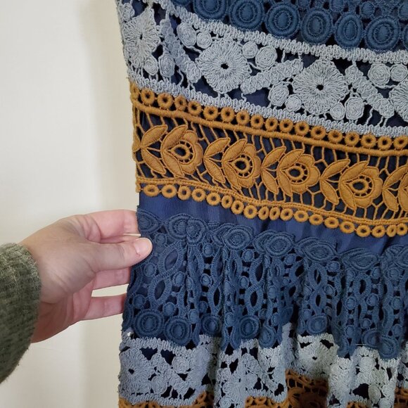 MAEVE Women's 12 NWT Crochet Striped Sleeveless Fit & Flare Knee Length Dress - Picture 4 of 14